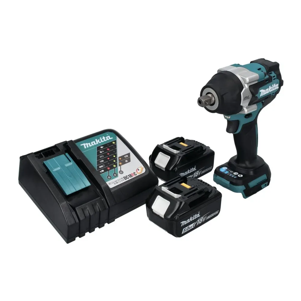 Llave de impacto inalámbrica Makita DTW 701 RT 18 V 700 Nm 1/2" XPT Sin escobillas + 2x baterí recargable 5,0 Ah + cargador