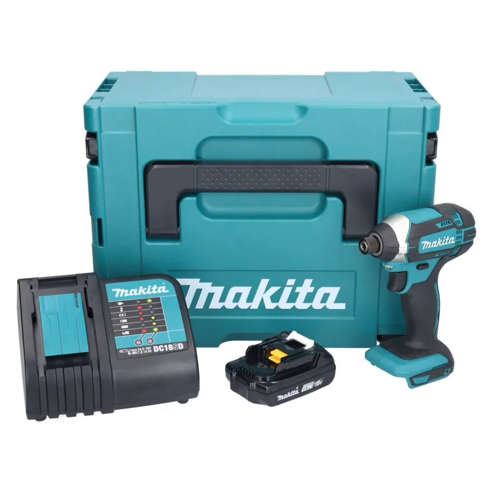 Llave de impacto sin cable Makita DTD 152 SY1J 18 V 165 Nm 1/4'' + 1x baterí 1,5 Ah + cargador + Makpac