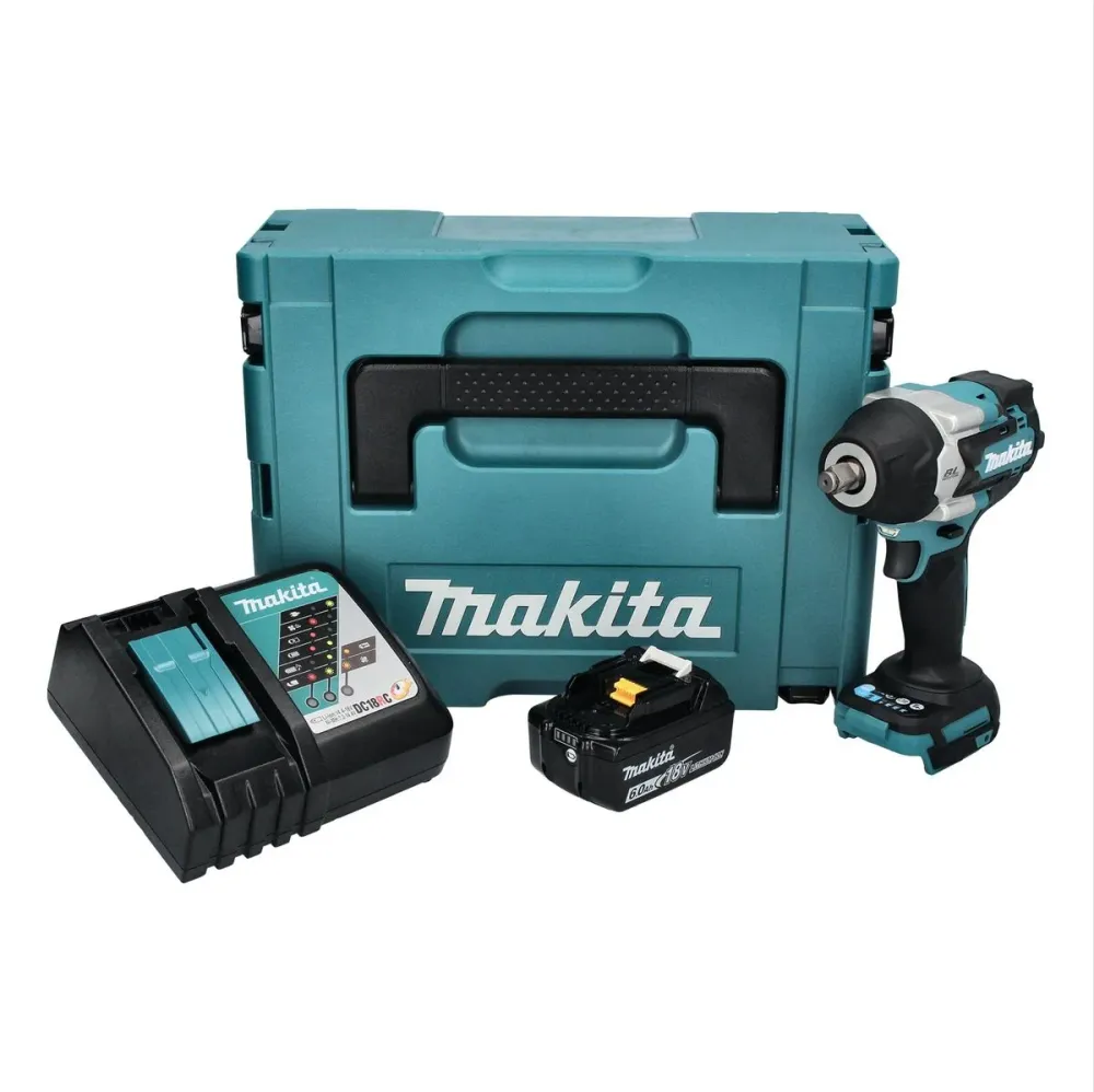 Llave de impacto sin cable Makita DTW 700 RG1J 18 V 700 Nm 1/2" XPT Sin escobillas + 1x baterí recargable 6,0 Ah + cargado...