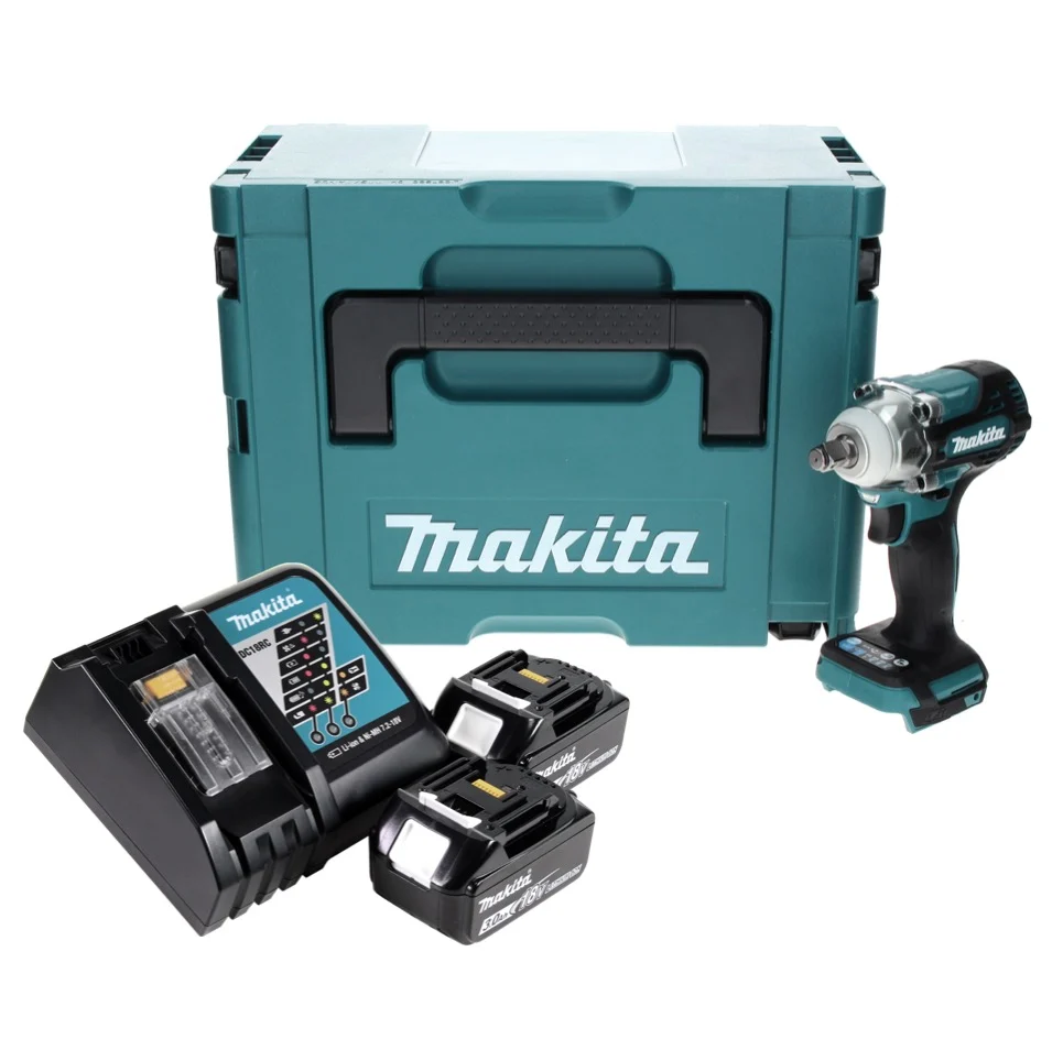 Llave de impacto sin cable Makita DTW 300 RFJ 18 V 330 Nm 1/2" sin escobillas + 2x baterí recargable 3,0 Ah + cargador + M...