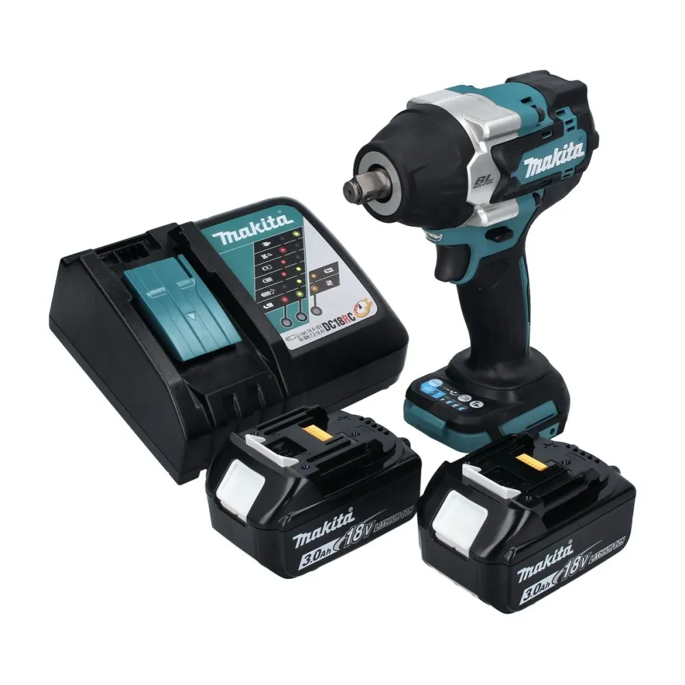 Llave de impacto sin cable Makita DTW 700 RF 18 V 700 Nm 1/2" XPT Sin escobillas + 2x baterí recargable 3,0 Ah + cargador