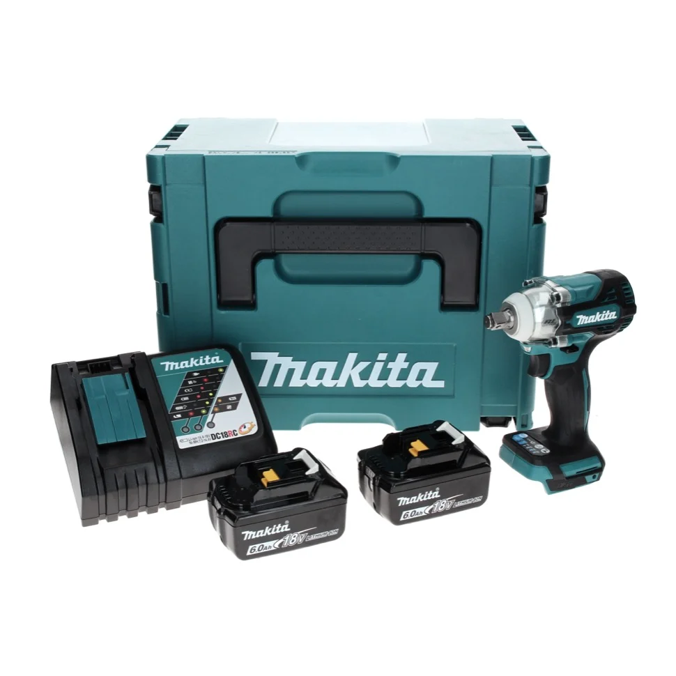 Llave de impacto sin cable Makita DTW 300 RGJ 18 V 330 Nm 1/2" sin escobillas + 2x baterí recargable 6,0 Ah + cargador + M...
