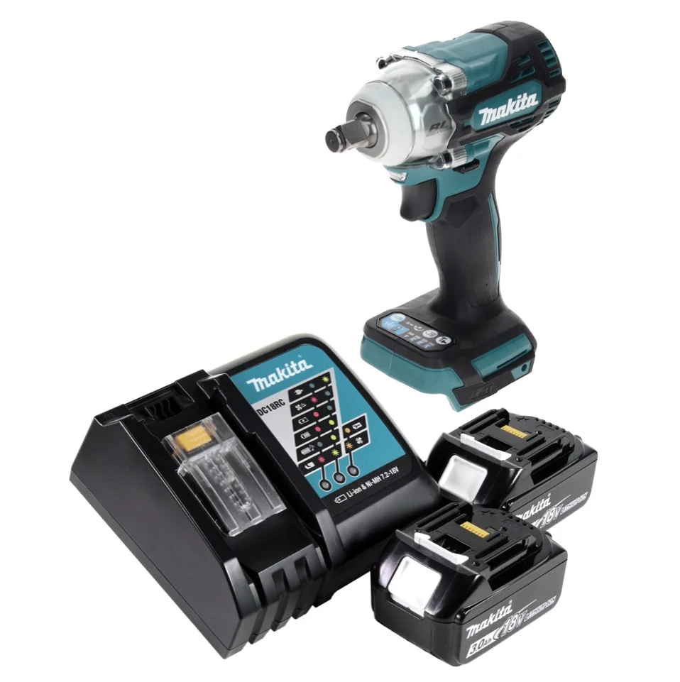 Llave de impacto sin cable Makita DTW 300 RF 18 V 330 Nm 1/2" sin escobillas + 2x baterí recargable 3,0 Ah + cargador