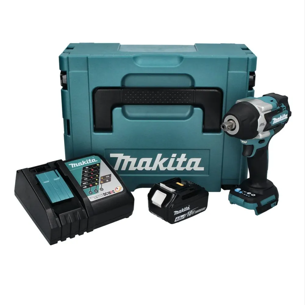 Llave de impacto sin cable Makita DTW 701 RM1J 18 V 700 Nm 1/2" XPT Brushless + 1x baterí recargable 4,0 Ah + cargador + M...