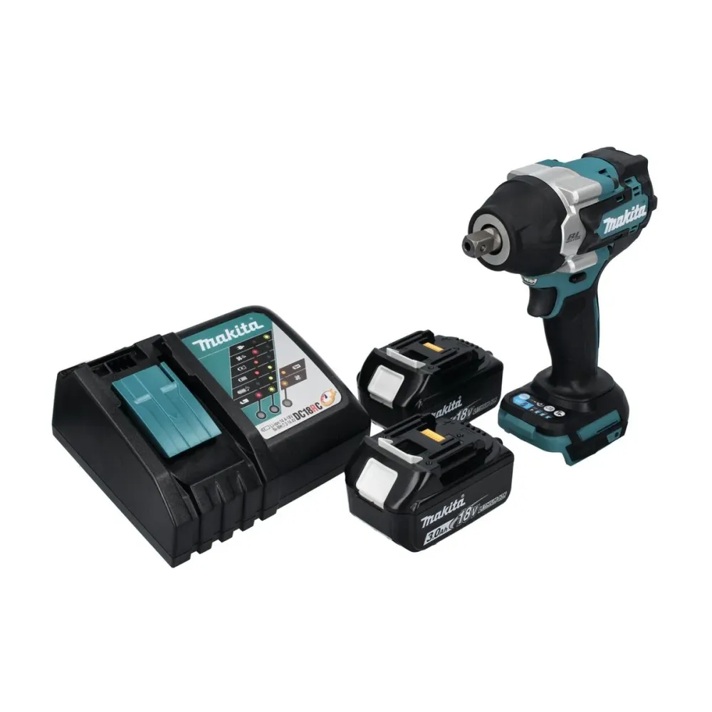 Llave de impacto sin cable Makita DTW 701 RF 18 V 700 Nm 1/2" XPT Sin escobillas + 2x baterí recargable 3,0 Ah + cargador