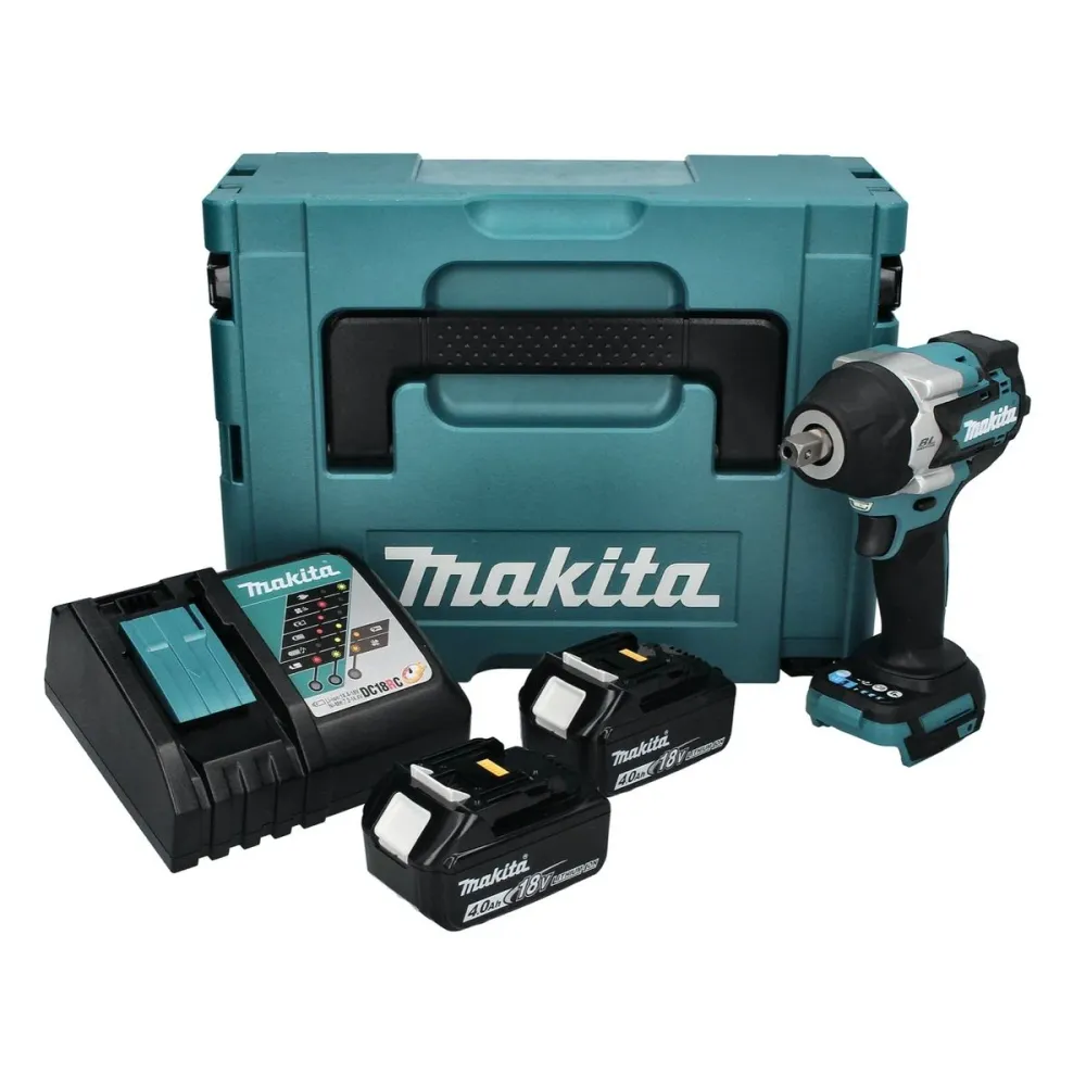 Llave de impacto sin cable Makita DTW 701 RMJ 18 V 700 Nm 1/2" XPT Brushless + 2x baterí recargable 4.0 Ah + cargador + Ma...