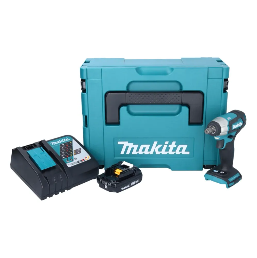 Llave de impacto sin cable Makita DTW 181 RA1J 18 V 210 Nm 1/2" sin escobillas + 1x baterí recargable 2,0 Ah + cargador +...