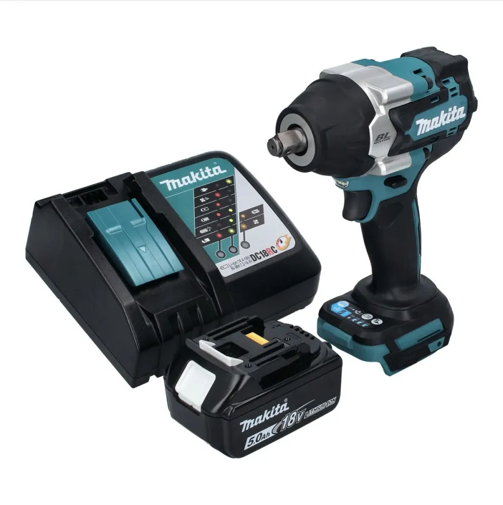 Llave de impacto sin cable Makita DTW 700 RT1 18 V 700 Nm 1/2" XPT Sin escobillas + 1x baterí recargable 5,0 Ah + cargador