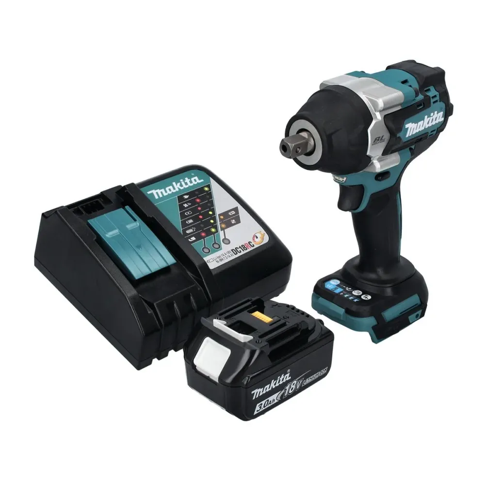 Llave de impacto sin cable Makita DTW 701 RF1 18 V 700 Nm 1/2" XPT Sin escobillas + 1x baterí recargable 3,0 Ah + cargador