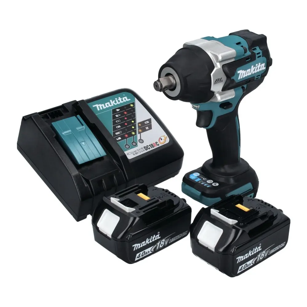 Llave de impacto sin cable Makita DTW 700 RM 18 V 700 Nm 1/2" XPT Sin escobillas + 2x baterí recargable 4,0 Ah + cargador