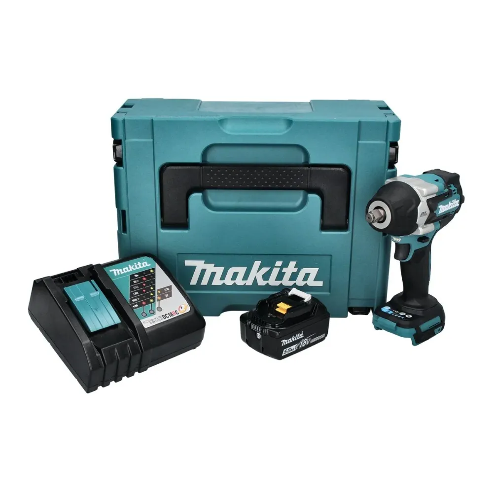 Llave de impacto sin cable Makita DTW 700 RT1J 18 V 700 Nm 1/2" XPT Sin escobillas + 1x baterí recargable 5,0 Ah + cargado...