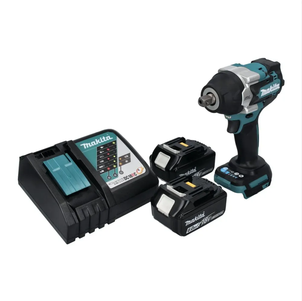 Llave de impacto sin cable Makita DTW 701 RG 18 V 700 Nm 1/2" XPT Sin escobillas + 2x baterí recargable 6,0 Ah + cargador