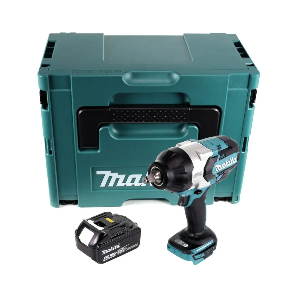 Llave de impacto sin cable Makita DTW 1002 G1J 18 V 1000 Nm 1/2" sin escobillas + 1x baterí recargable 6,0 Ah + Makpac - s...