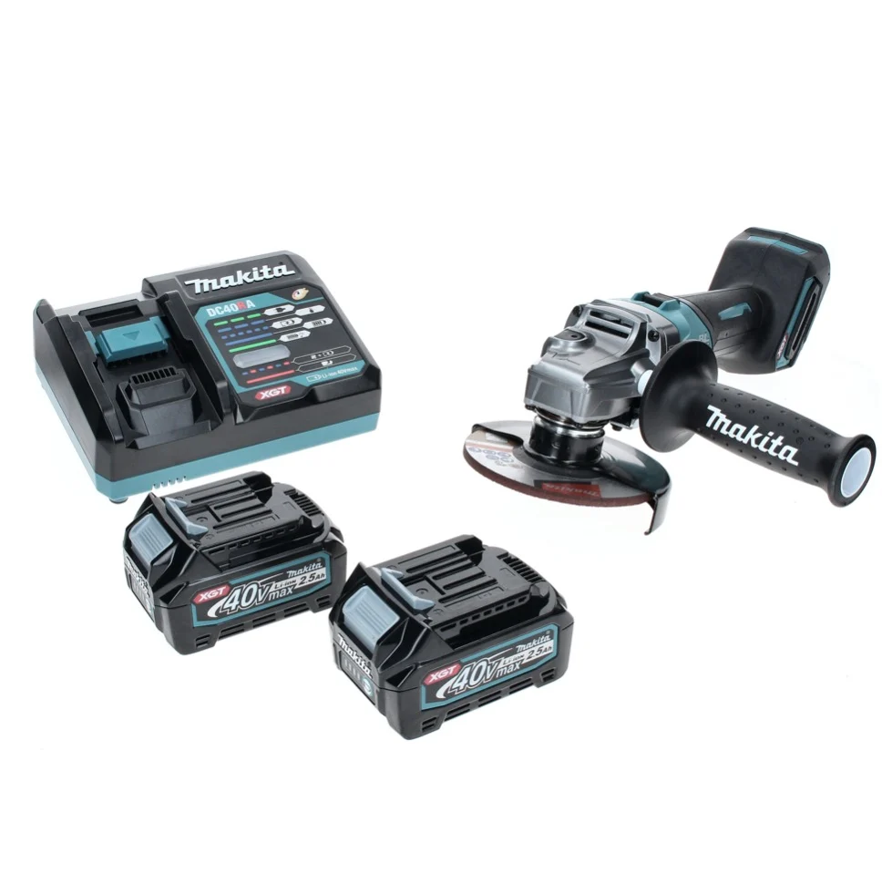 Makita GA 005 GD2 Amoladora angular sin cable 40 V máx. 125 mm XGT sin escobillas + 2x baterí recargable 2,5 Ah + cargador