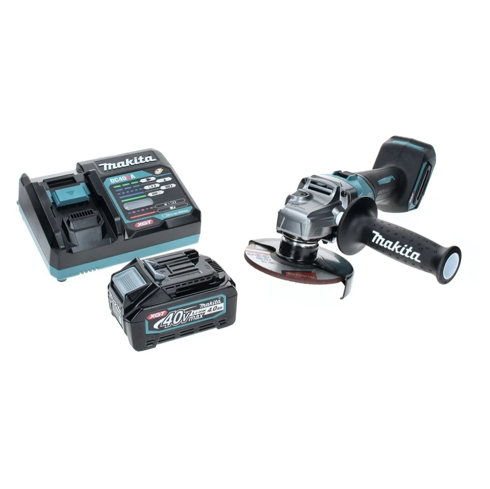 Makita GA 005 GM1 Amoladora angular sin cable 40 V máx. 125 mm XGT sin escobillas + 1x baterí recargable 4,0 Ah + cargador