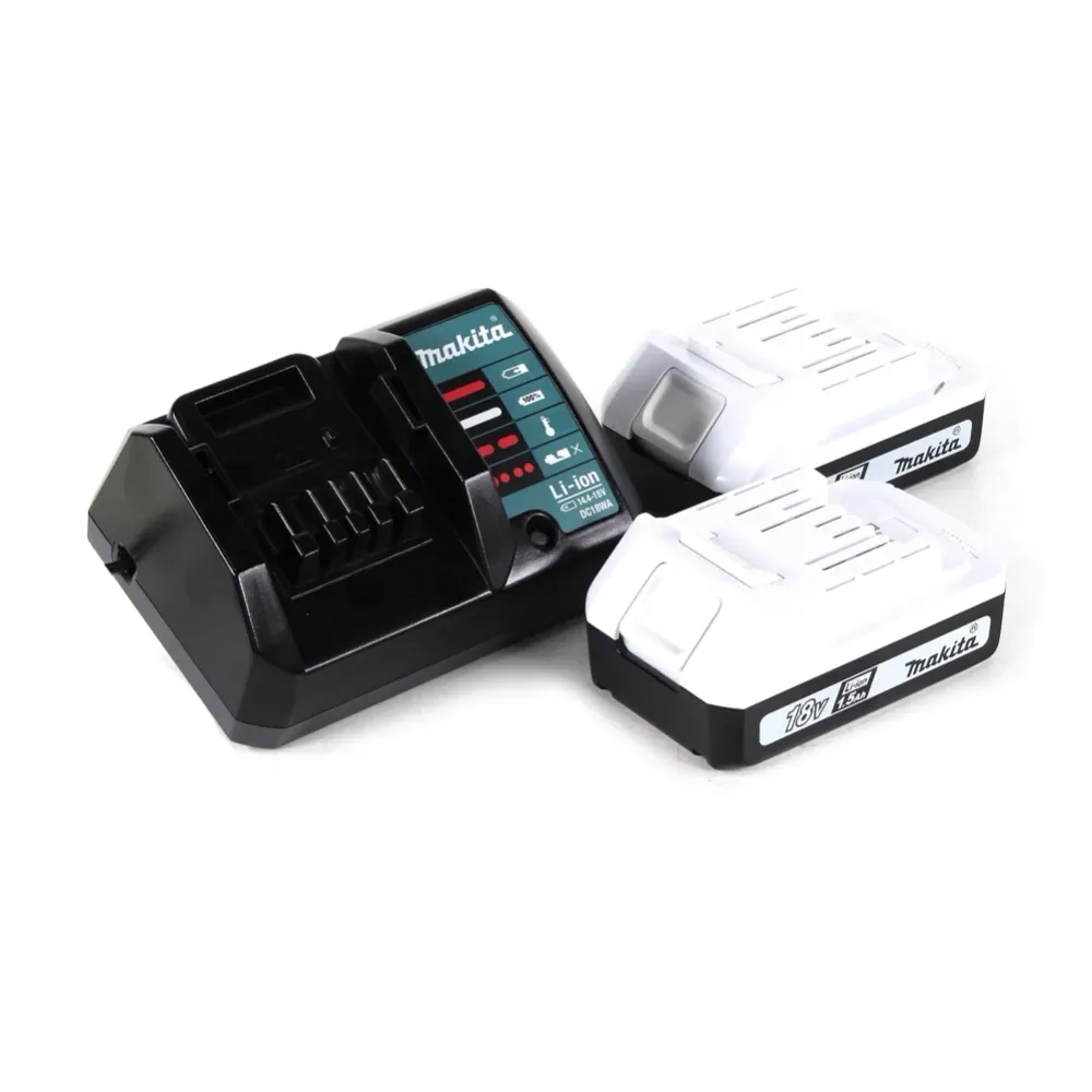 Makita HP 457 DWE taladro percutor inalámbrico Serie G 18 V 42 Nm en estuche + cortasetos inalámbrico UH 522 DZ 52 cm + 2x...