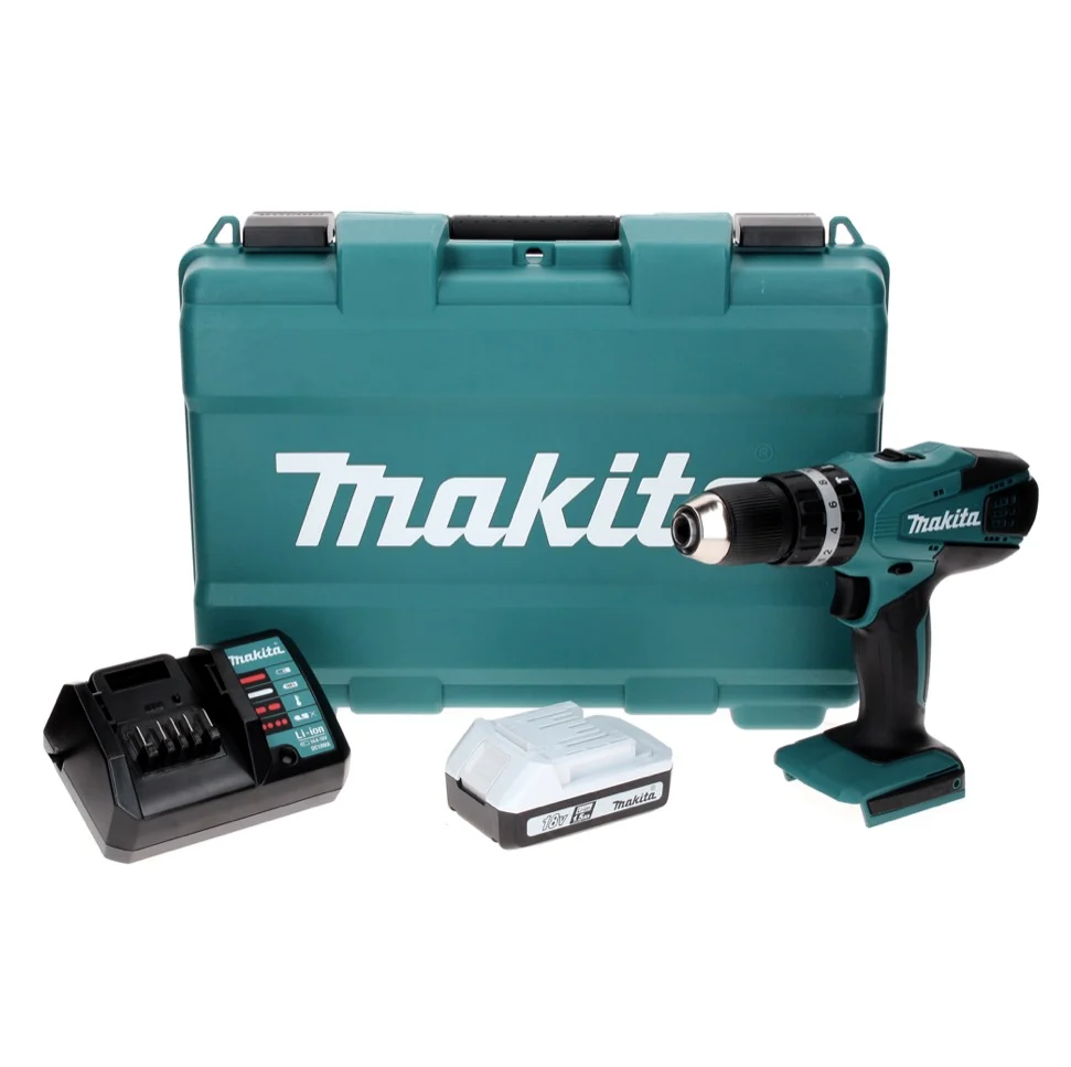 Makita HP 457 DW (serie G) taladro percutor inalámbrico 18 V 42 Nm + 1x baterí 1,5 Ah + cargador + maletín
