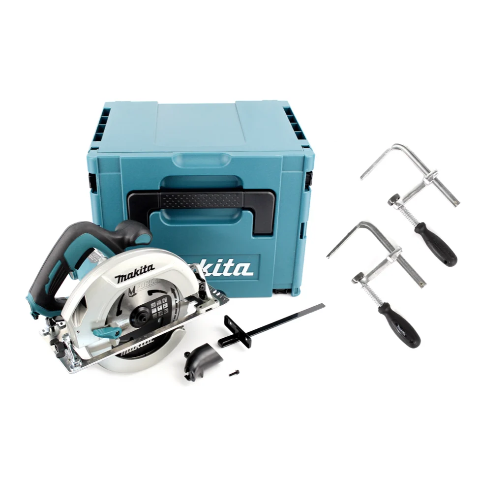 Makita HS 7601 J Sierra circular de mano 190 mm 1200 W + hoja de sierra + 2x abrazadera de tornillo + Makpac