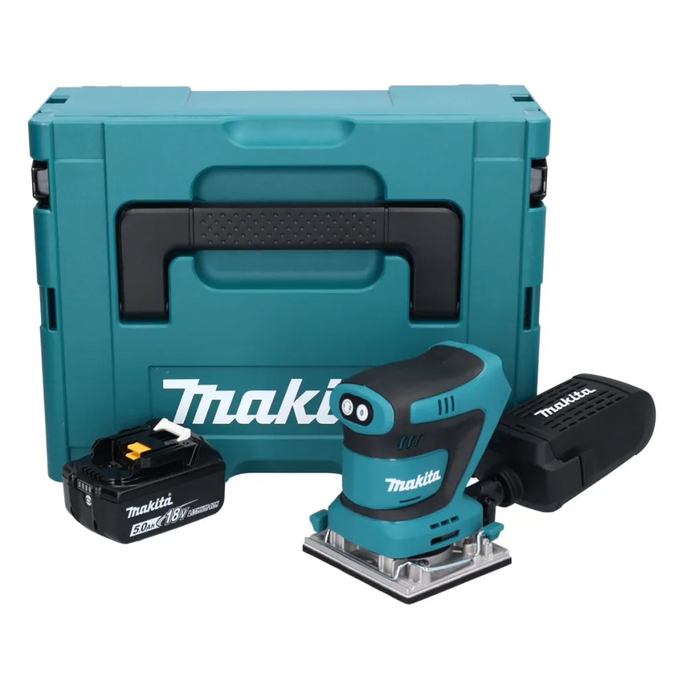Makita DBO482T1J Lijadora vibratoria sin cable 112x102mm 18V + 1x Baterí 5,0Ah + Caja Makpac - sin cargador