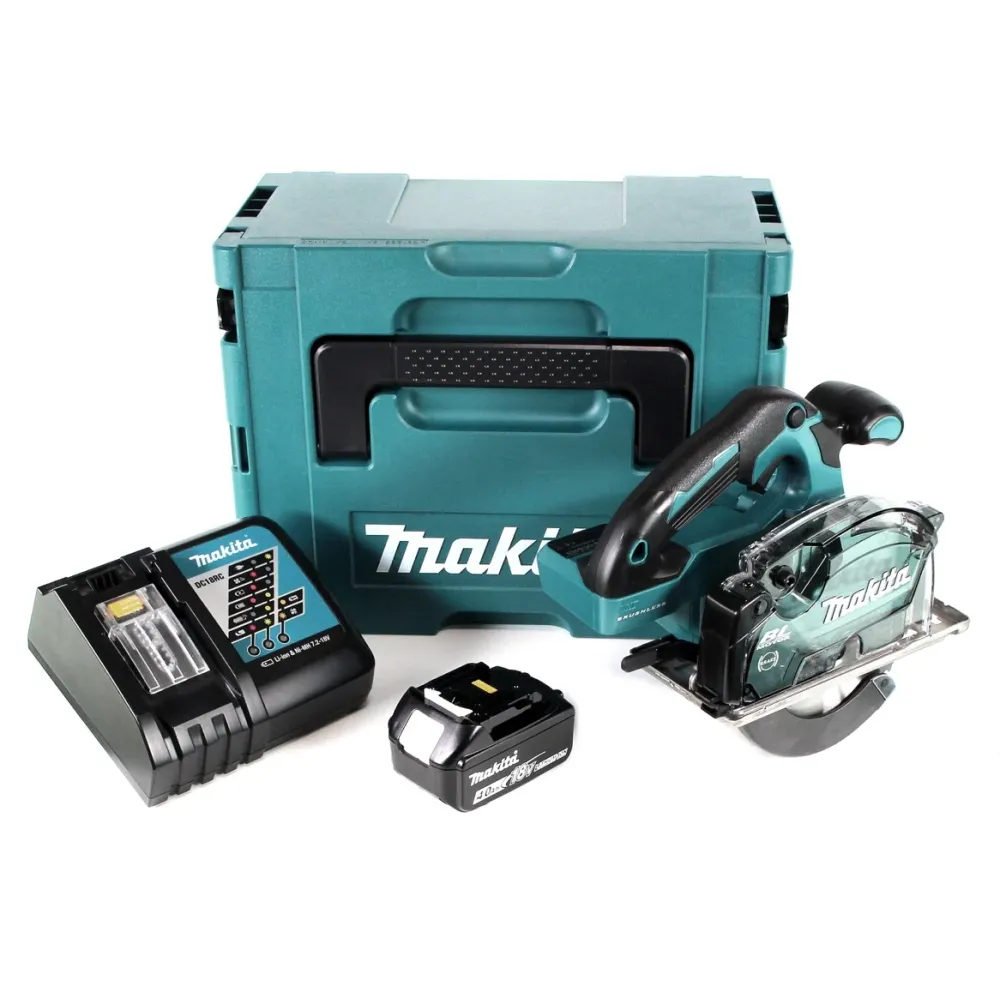 Makita DCS 553 RM1J sierra circular de metal baterí 18V 150 mm sin escobillas + 1x baterí 4.0Ah + cargador + Makpac