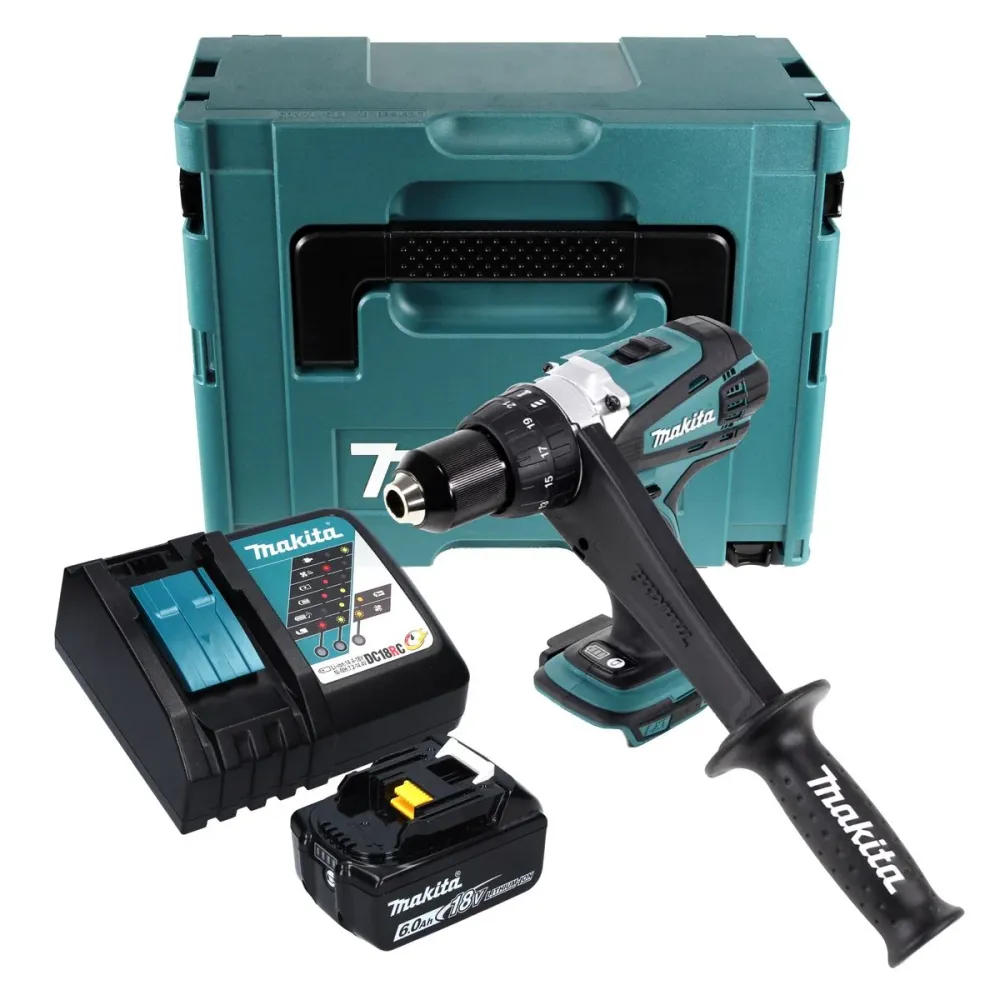 Makita DDF 458 RG1J Taladro atornillador baterí 18 V 91 Nm + 1x baterí recargable 6,0 Ah + cargador + Makpac