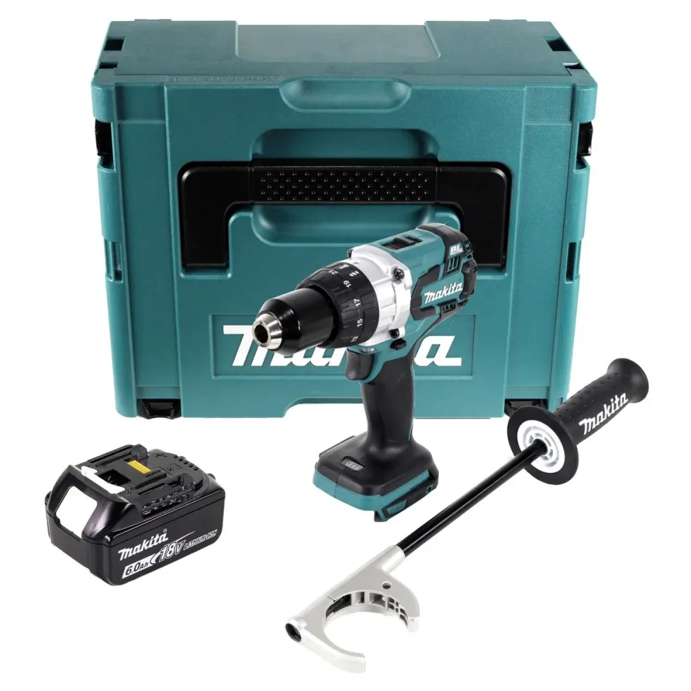 Makita DDF 481 G1J taladro atornillador inalámbrico 18 V 115 Nm sin escobillas + 1x baterí 6,0 Ah + Makpac - sin cargador