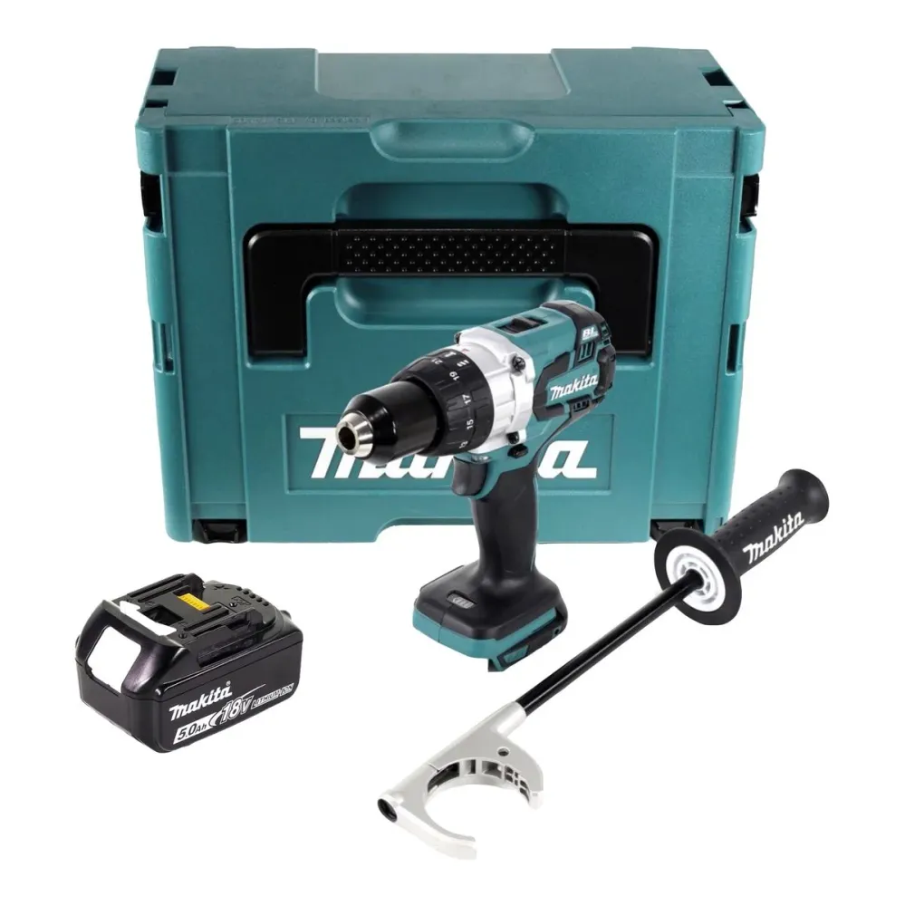Makita DDF 481 T1J taladro atornillador inalámbrico 18 V 115 Nm sin escobillas + 1x baterí 5,0 Ah + Makpac - sin cargador
