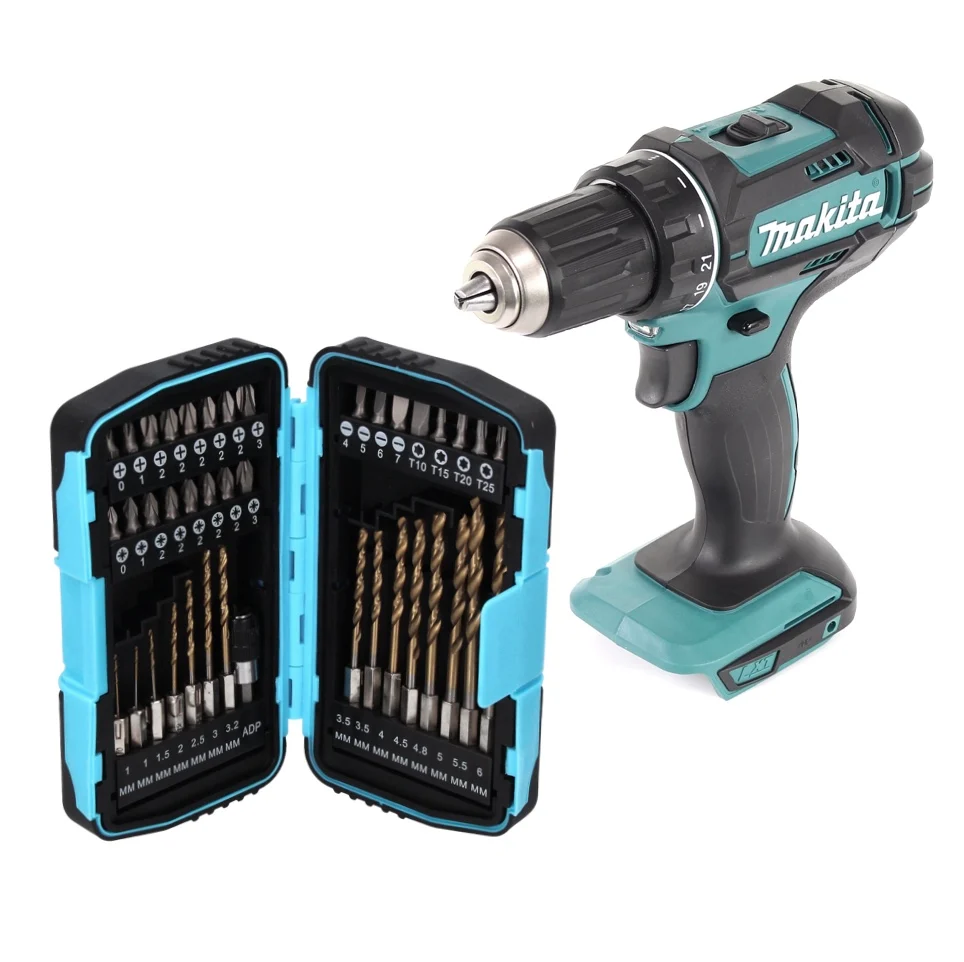 Makita DDF 482 Z taladro atornillador inalámbrico 18 V 62 Nm + juego de brocas de 40 piezas - sin baterí, sin cargador