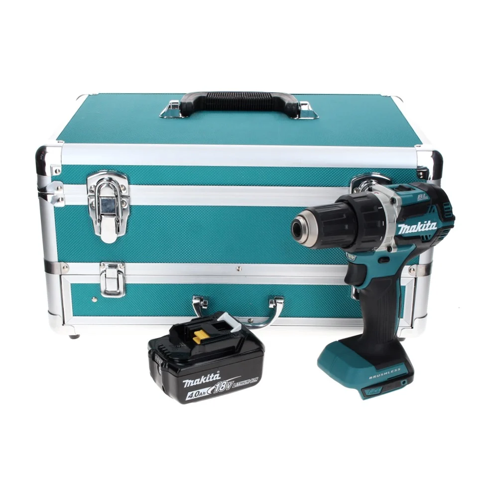 Makita DDF 484 M1TX taladro atornillador inalámbrico 18 V 54 Nm sin escobillas + 1x baterí 4,0 Ah + juego de brocas de 70...