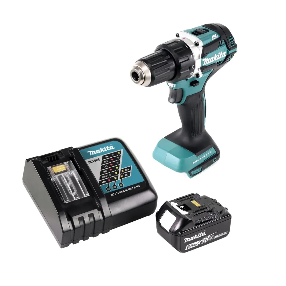 Makita DDF 484 RG1 Taladro atornillador baterí sin escobillas 18 V 54 Nm + 1x baterí recargable 6,0 Ah + cargador
