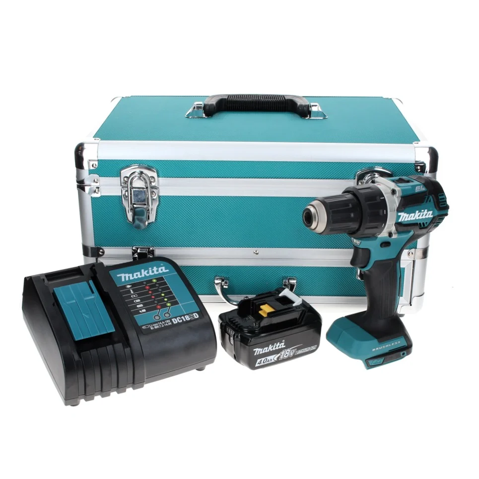 Makita DDF 484 SM1TX taladro atornillador inalámbrico 18 V 54 Nm sin escobillas + 1x baterí 4,0 Ah + cargador + juego de b...
