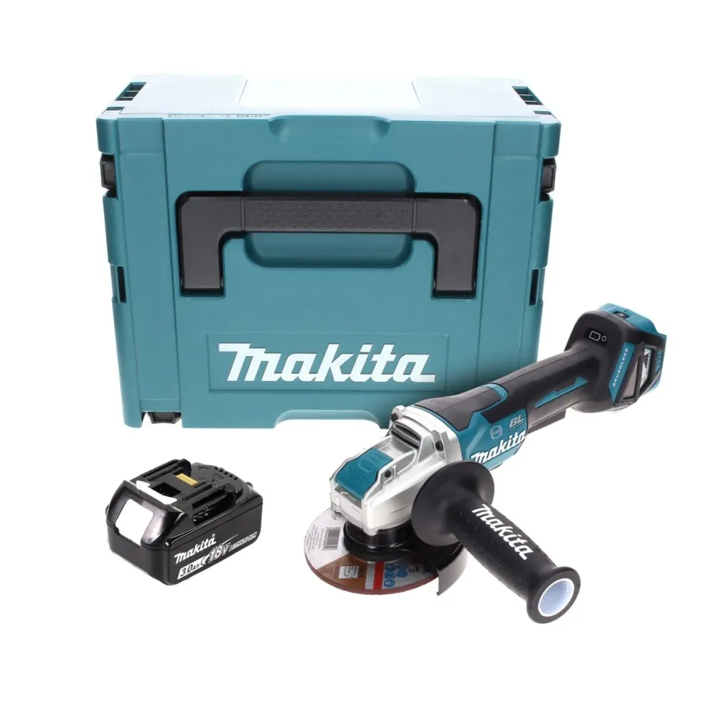 Makita DGA 519 F1J Amoladora angular sin cable 18 V 125 mm Brushless X-Lock + 1x baterí recargable 3,0 Ah + Makpac - sin c...