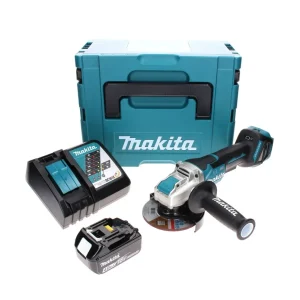 Makita DGA 519 RM1J Amoladora angular sin cable 18 V 125 mm Brushless X-Lock + 1x baterí 4.0 Ah + cargador + Makpac