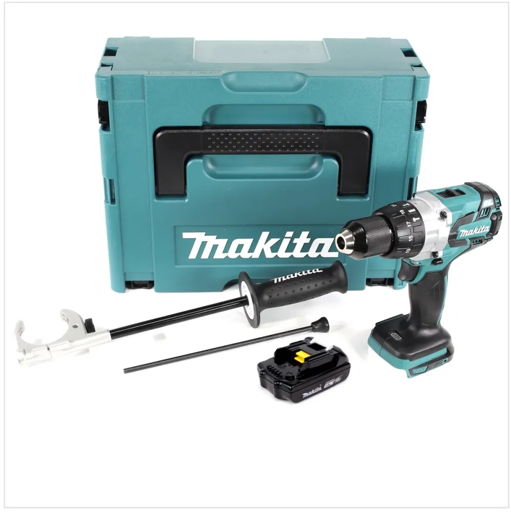 Makita DHP 481 Y1J Taladro percutor inalámbrico de 18 V sin escobillas 115 Nm en Makpac con 1 baterí de iones de litio de...