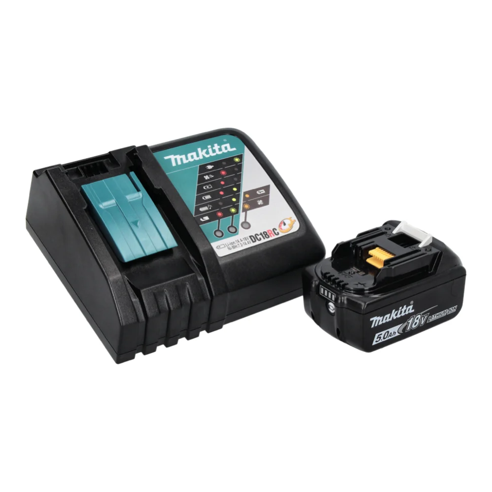 Makita DHP 484 RT1J W Taladro percutor inalámbrico 18 V 54 Nm sin escobillas blanco + 1x baterí 5,0 Ah + cargador + Makpac