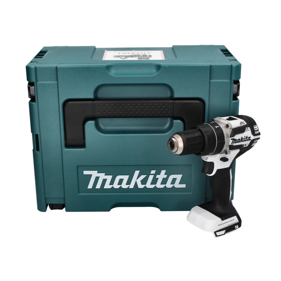 Makita DHP 484 ZJ W Taladro percutor inalámbrico 18 V 54 Nm sin escobillas blanco + Makpac - sin baterí, sin cargador