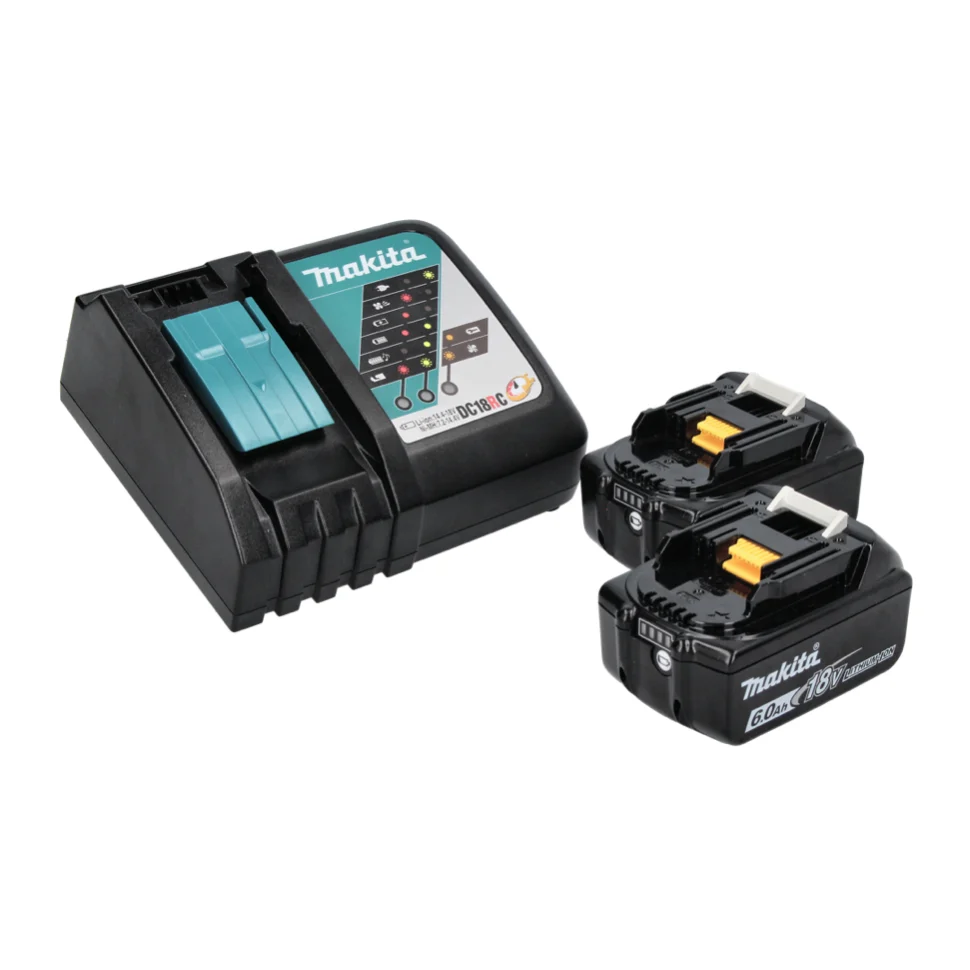 Makita DHP 484 RG W Taladro percutor inalámbrico 18 V 54 Nm sin escobillas blanco + 2x baterías 6,0 Ah + cargador