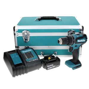 Makita DHP 485 SF1TX taladro percutor inalámbrico 18 V 50 Nm sin escobillas + 1x baterí 3,0 Ah + cargador + juego de broca...