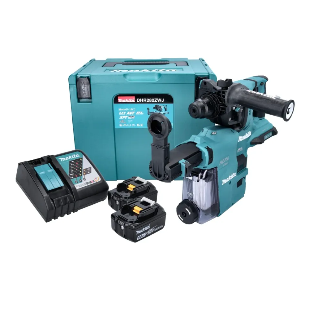 Makita DHR 280 ZJ Martillo baterí 2x18V / SDS-Plus / Brushless + Makpac 3 - Sin baterí, sin cargador incluidos