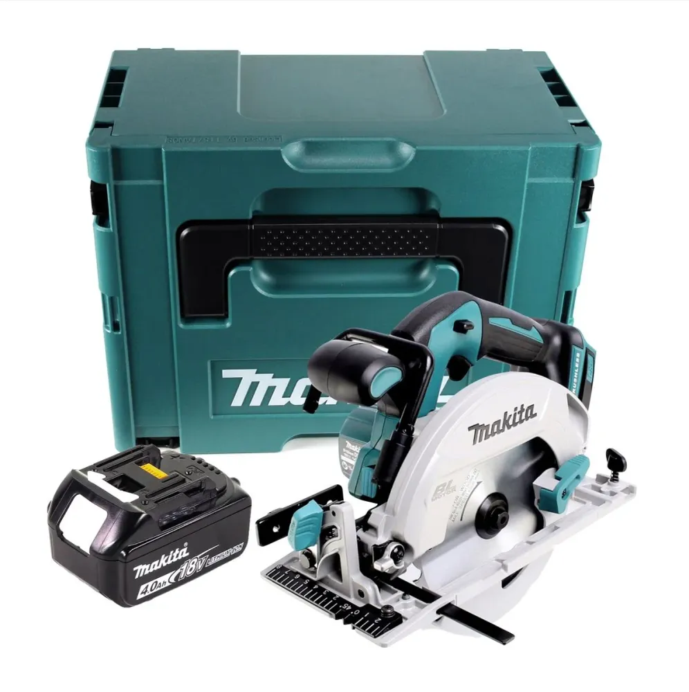 Makita DHS 680 M1J Sierra circular manual sin cable 18 V 165 mm sin escobillas + 1x baterí 4,0 Ah + Makpac - sin cargador