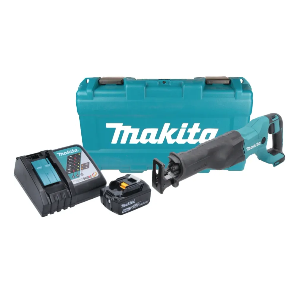 Makita DJR 186 RG1K Sierra de sable sin cable Sierra de sable 18 V + 1x baterí 6.0 Ah + cargador + maletín