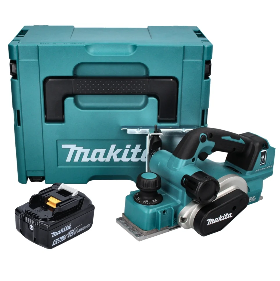 Makita DKP 181 G1J Cepillo sin cable 82 mm 18 V sin escobillas + 1x baterí recargable 6,0 Ah + Makpac - sin cargador