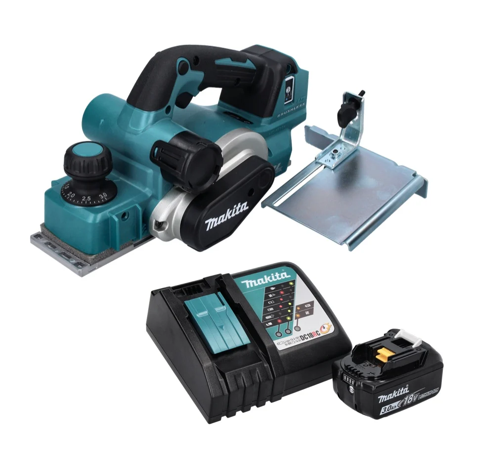 Makita DKP 181 RF1 cepillo sin cable 82 mm 18 V sin escobillas + 1x baterí recargable 3,0 Ah + cargador