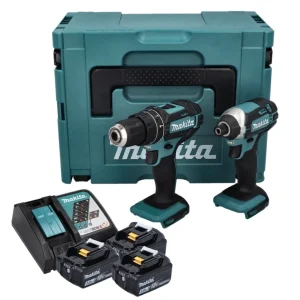 Makita DLX 2131 JX1 kit combinado sin cable 18 V con DHP 482 62 Nm + DTD 152 165 Nm + 3x baterí recargable 3.0 Ah + cargad...