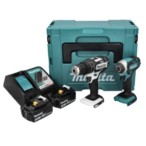 Makita DLX 2131 J kit combinado de baterí 18 V con DHP 482 blanco 62 Nm + DTD 152 165 Nm + 2x baterí 3,0 Ah + cargador + M...