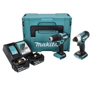 Makita DLX 2221 JX2 18 V combo kit con DHP 483 40 Nm + DTD 155 140 Nm sin escobillas + 2x 3.0 Ah baterí + cargador + Makpac