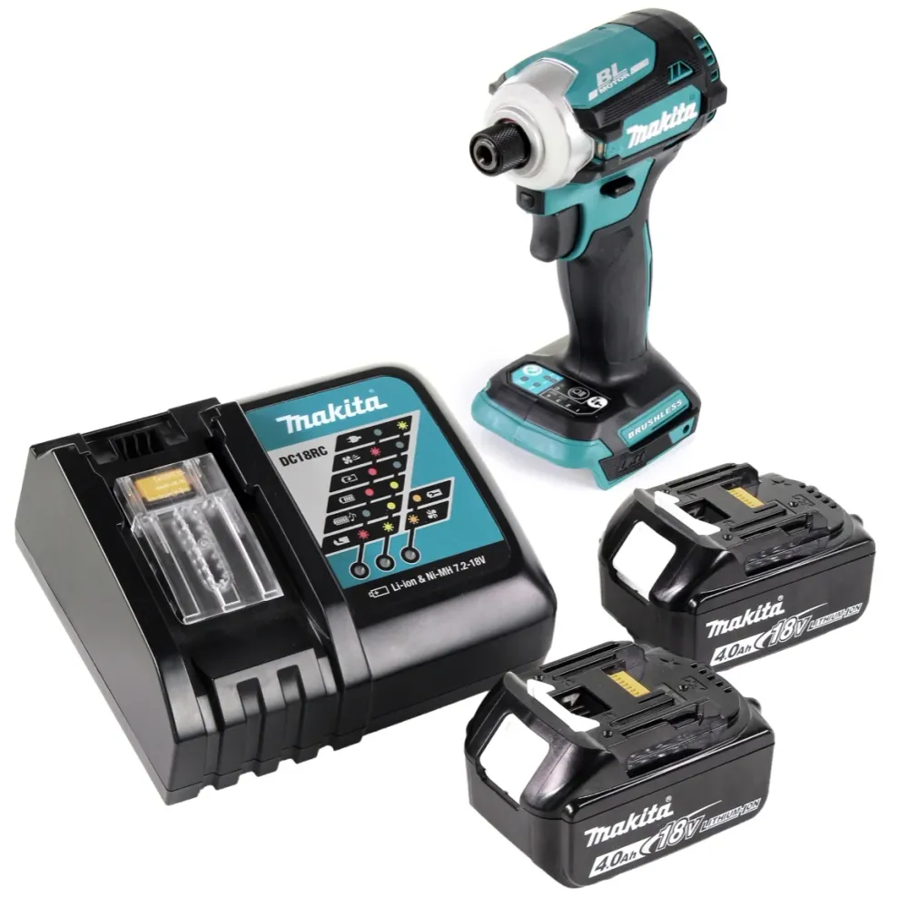 Makita DTD 171 RM Atornillador de impacto inalámbrico 18 V 180 Nm 1/4" sin escobillas + 2x baterías 4,0 Ah + cargador