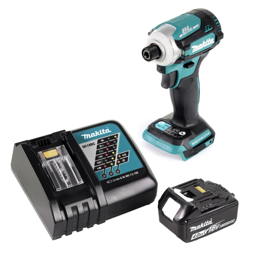 Makita DTD 171 RM1 Atornillador de impacto inalámbrico 18 V 180 Nm 1/4" sin escobillas + 1x baterí 4,0 Ah + cargador