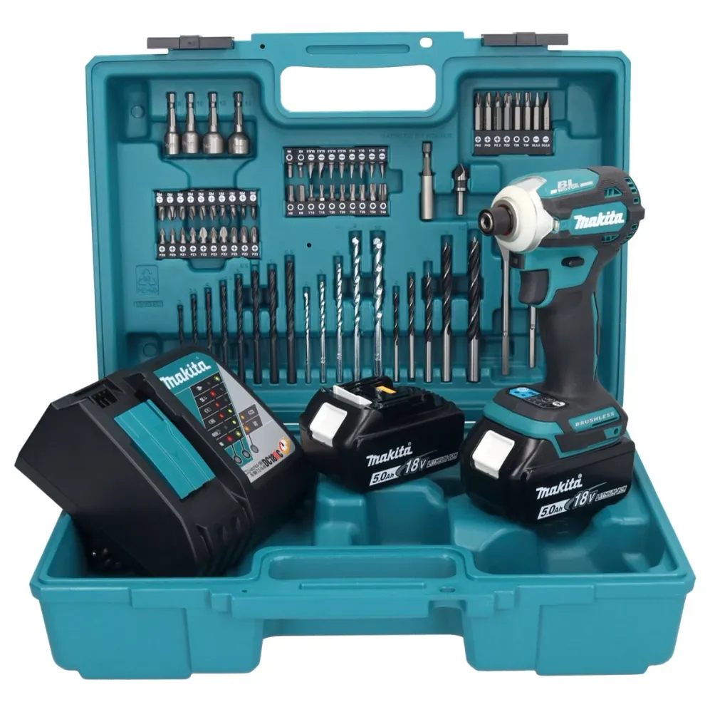 Makita DTD 171 RTX1 llave de impacto inalámbrica 18 V 180 Nm 1/4" sin escobillas + 2x baterías 5,0 Ah + cargador + set de...