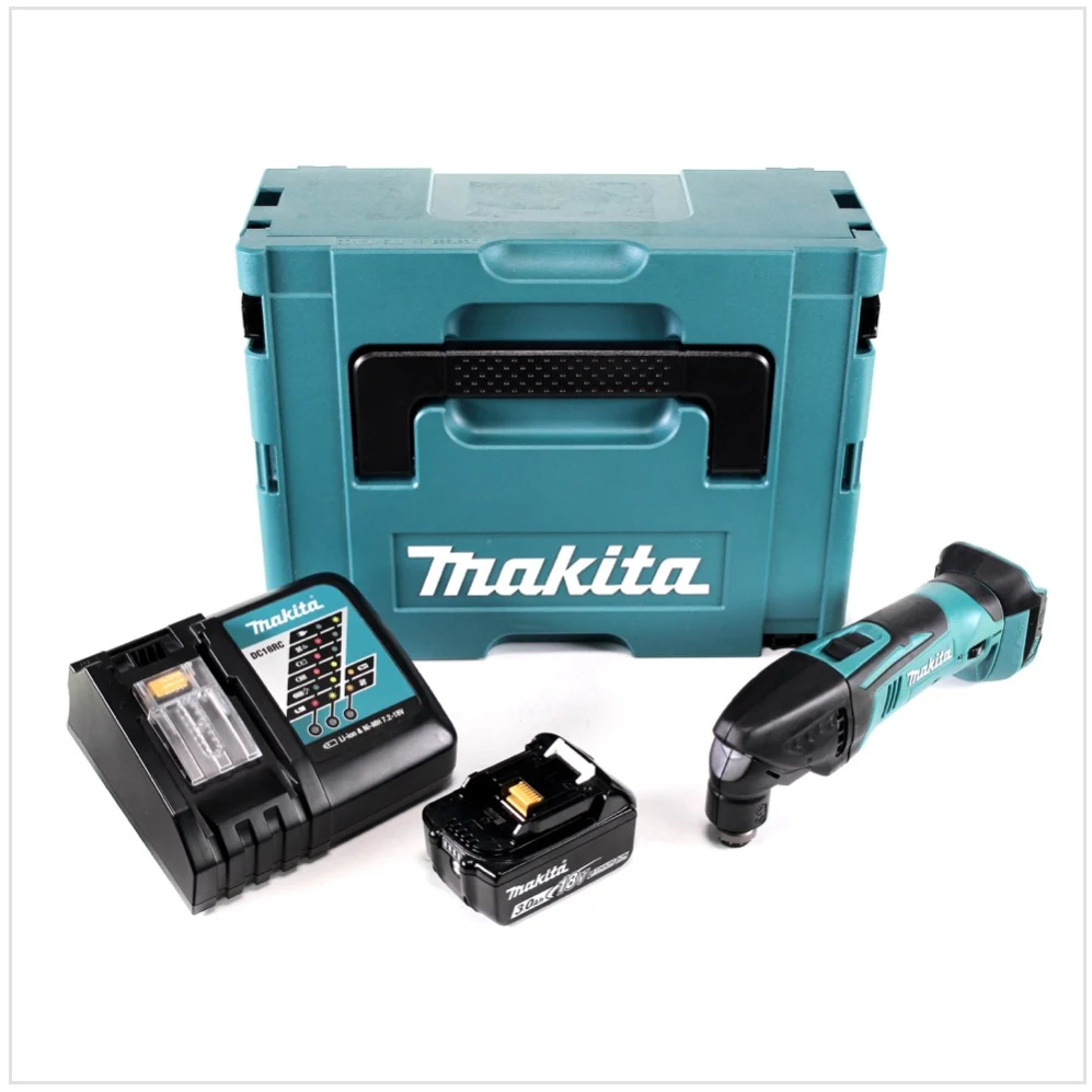 Makita DTM 50 RF1J 18V Li-Ion baterí herramienta multifunción en Makpac + 1x baterí 3.0 Ah + 1x cargador